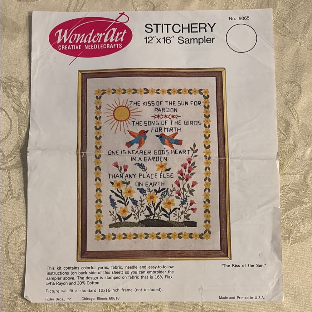 Wonder Art Vintage Crewel Kit Sampler 5065 - Picture 2 of 7